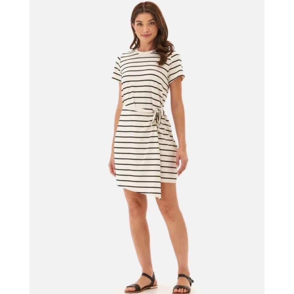 NWT Threads‎ 4 Thought Aspen Wrap Dress Womens •M• Striped Short Sleeve Nauticl